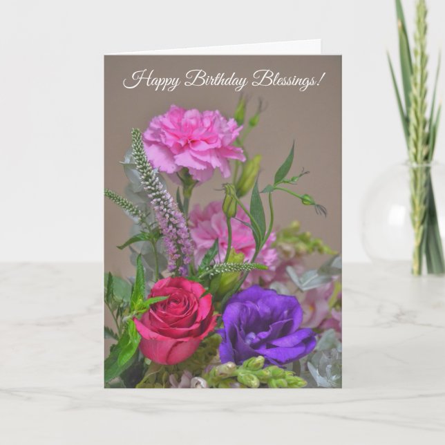 Flower Bouquet Art Faith Birthday Card Kort (Framsida)