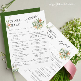 Flower Bouquet Baby Shower Trivia Gam Anteckningskort
