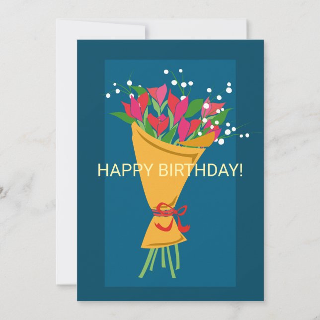 Flower Bouquet Birthday Card Inbjudningar (Framsida)