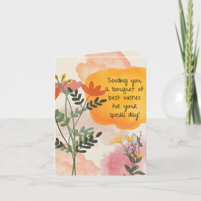Flower Bouquet Birthday Card Kort (Framsida)