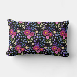 Flower Bouquet Black Lumbar Pillow Lumbarkudde