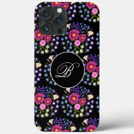 Flower Bouquet Black Monogram