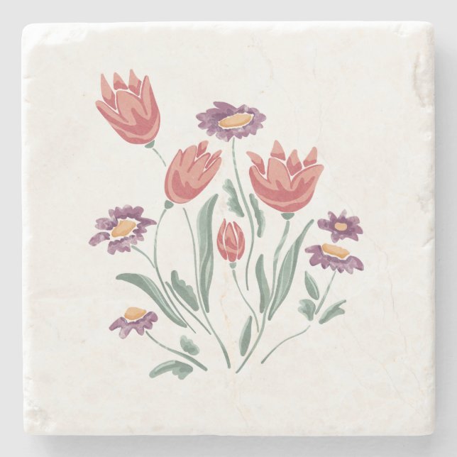 Flower Bouquet Delikate Blommigt Arrangements Stenunderlägg (Framsidan)