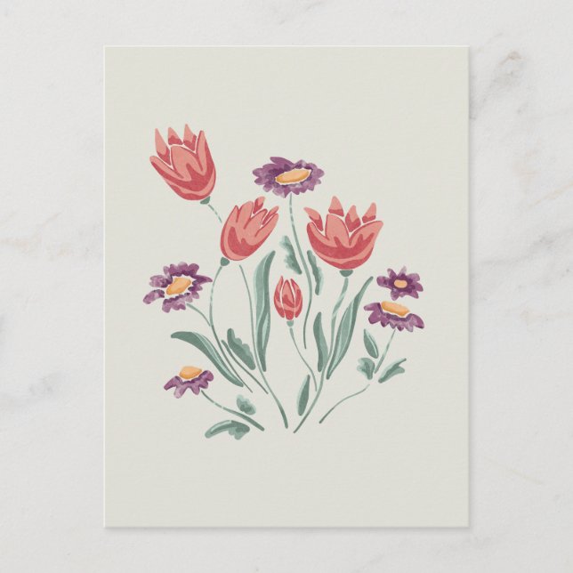 Flower Bouquet Delikate Blommigt Arrangements Vykort (Framsida)