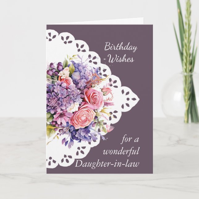 Flower Bouquet Dotter-in-law Birthday Card Kort (Framsida)