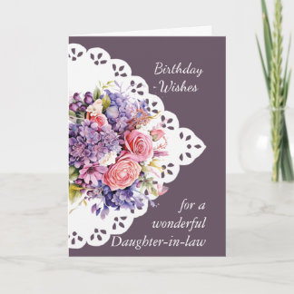 Flower Bouquet Dotter-in-law Birthday Card Kort