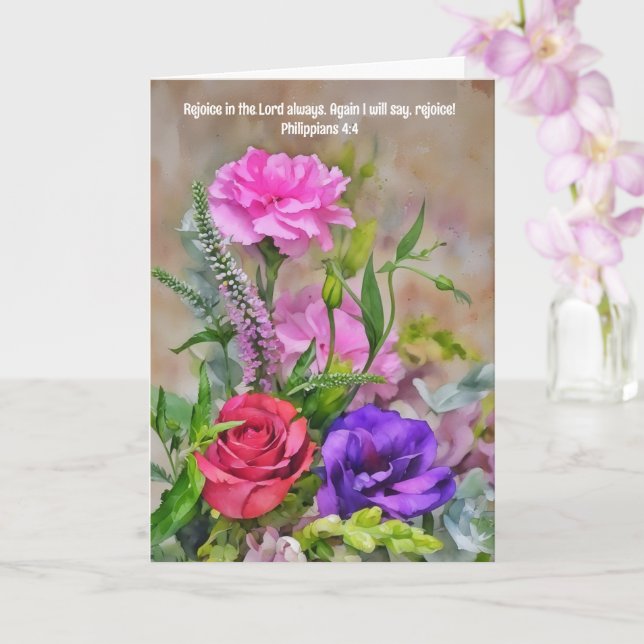 Flower Bouquet Faith Grattiss Bible Verse Kort (Orkide)