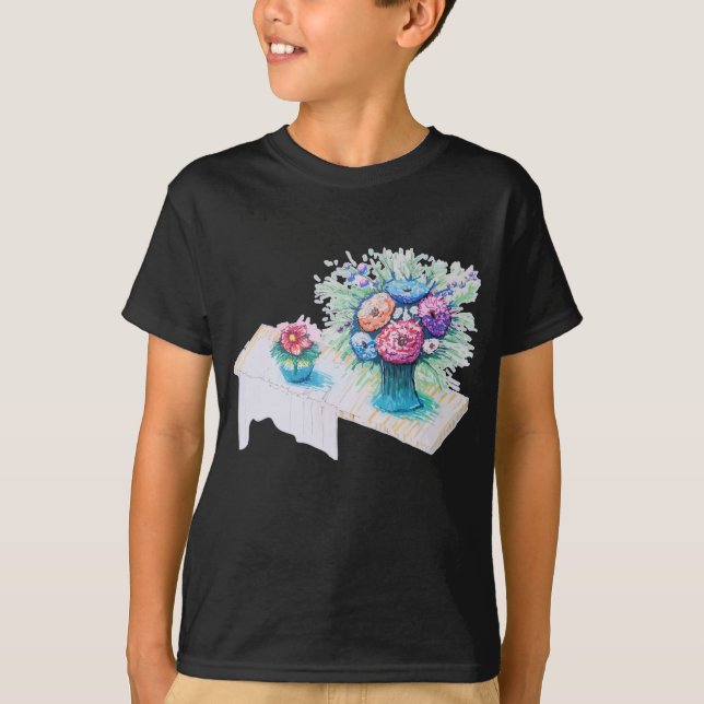 Flower bouquet färglös och vibrerande. t shirt (Framsida)