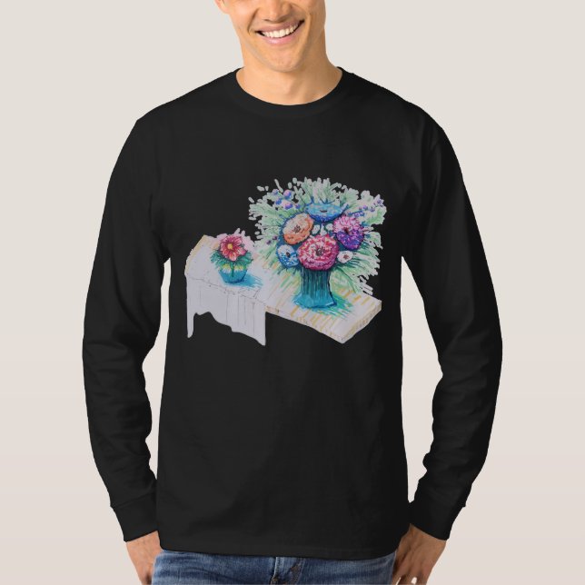Flower bouquet färglös och vibrerande. t shirt (Framsida)