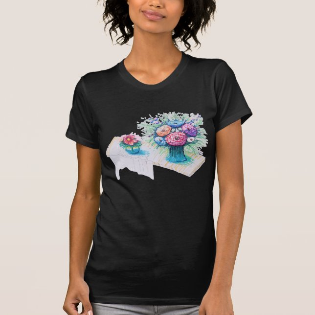 Flower bouquet färglös och vibrerande. t shirt (Framsida)