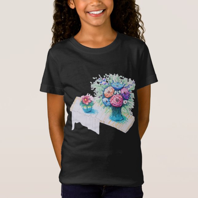 Flower bouquet färglös och vibrerande. t shirt (Framsida)