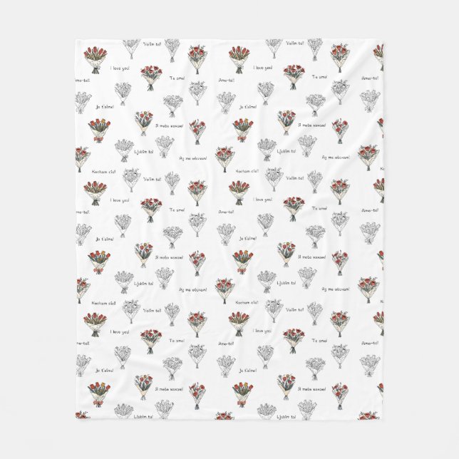 Flower Bouquet Fleece Blanket (Framsidan)