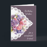Flower Bouquet Friend Birthday-kort Kort<br><div class="desc">Vintage Flower Bouquet för din vänskapliga födelsedag inne i vers innefattar Må du bli utlovad med Guds kärlek och glädje på din speciella dag och varje dag</div>