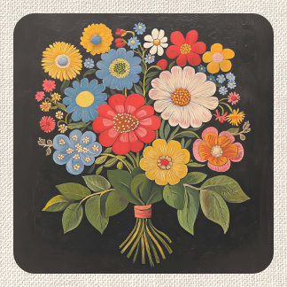 Flower Bouquet Fyrkantigt Klistermärke