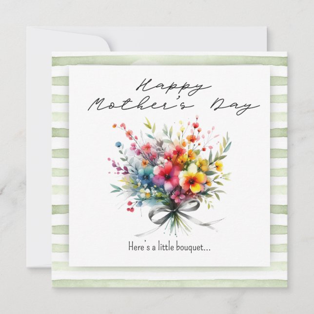 Flower Bouquet Happy Mother's Day green background Kort (Framsida)