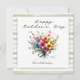 Flower Bouquet Happy Mother's Day green background Kort