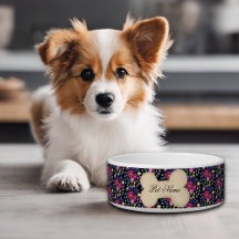 Flower Bouquet Hund eller Cat Bowl Black