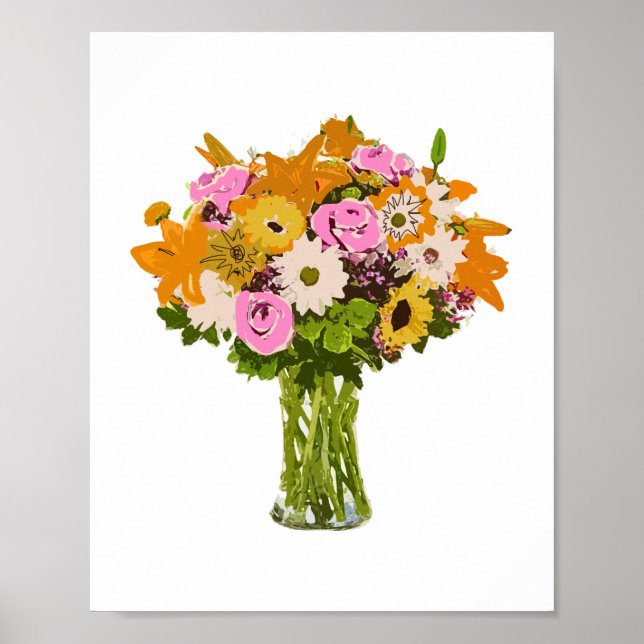 Flower Bouquet i Vas Painting Art Poster (Framsidan)