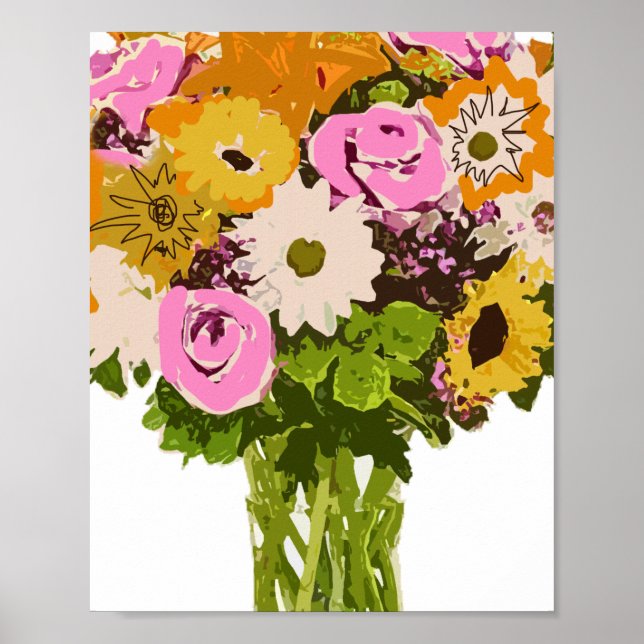 Flower Bouquet i Vas Painting Art Poster (Framsidan)