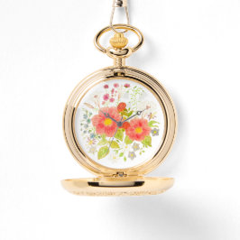 Flower Bouquet Silver Pocket Watch Armbandsur