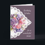 Flower Bouquet Sister Birthday Card Kort<br><div class="desc">Vintage Flower Bouquet för din syster Birthday på insidan av vers inkluderar May you be duschas med Guds kärlek och glädje på din speciella dag och varje dag</div>