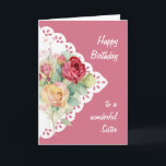 Flower Bouquet Sister Birthday Card Kort<br><div class="desc">Vintage Flower Bouquet för din syster Birthday på insidan av vers inkluderar May you be duschas med Guds kärlek och glädje på din speciella dag och varje dag</div>