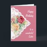 Flower Bouquet Sister Birthday Card Kort<br><div class="desc">Vintage Flower Bouquet för din syster Birthday på insidan av vers inkluderar May you be duschas med Guds kärlek och glädje på din speciella dag och varje dag</div>