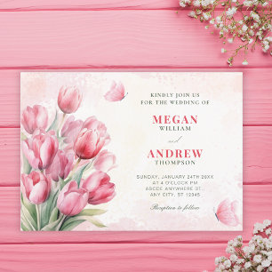 Flower bouquet tulips bröllop inbjudningar