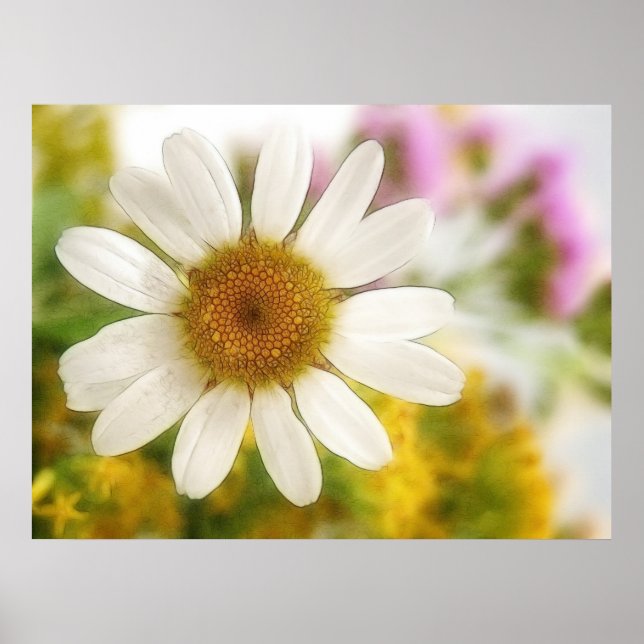 Flower Bouquet - vit Daisy Poster (Framsidan)