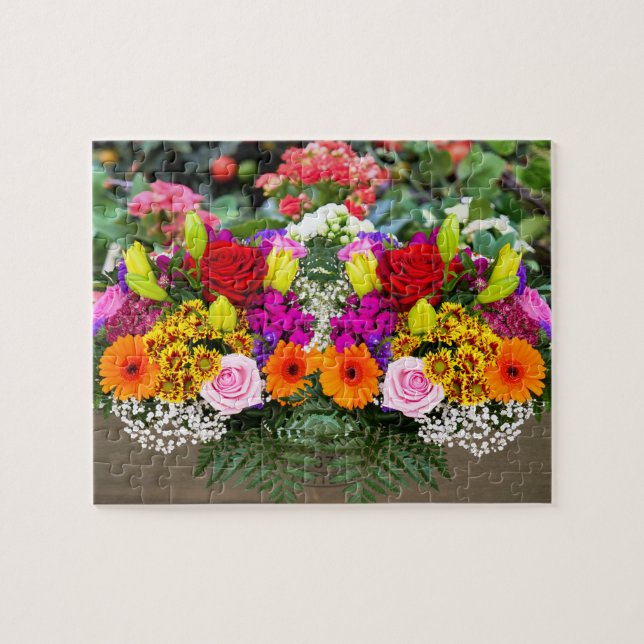 Flower Box Blommigt Jigszle Puzzle Pussel (Horisontell)