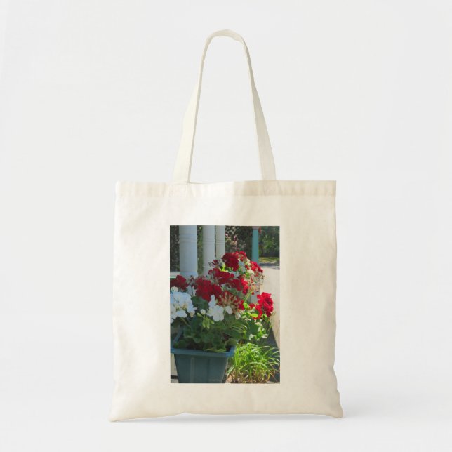 Flower Box Geraniums - Martha's Vineyard Tote Bag Tygkasse (Framsidan)