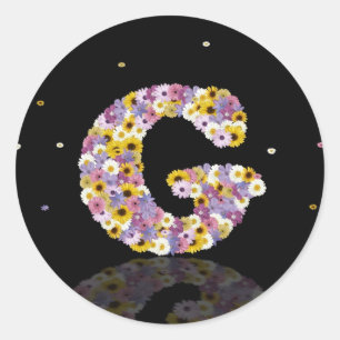 Flower brev G Runt Klistermärke