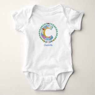 Flower Brev Initial ’C’ med Personlig namn T Shirt