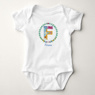 Flower Brev Initial ’F’ med Personlig namn T Shirt