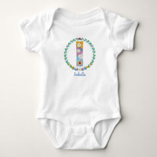 Flower Brev Initial ’I’ med Personlig namn T Shirt