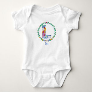 Flower Brev Initial ’L’ med Personlig namn T Shirt