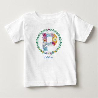Flower Brev Initial P med Personlig namn T Shirt