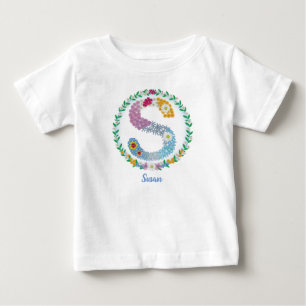 Flower Brev Initial S med Personlig namn T Shirt