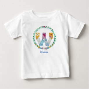Flower Brev Initial "W" med Personlig namn T Shirt