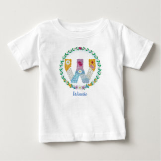 Flower Brev Initial "W" med Personlig namn T Shirt