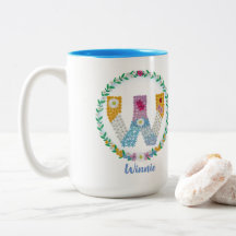 Flower Brev Initial "W" med Personlig namn