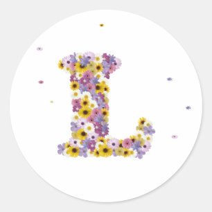 Flower brev l runt klistermärke