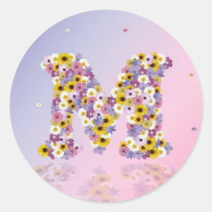 Flower brev M Runt Klistermärke
