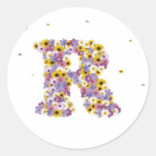 Flower brev R Runt Klistermärke
