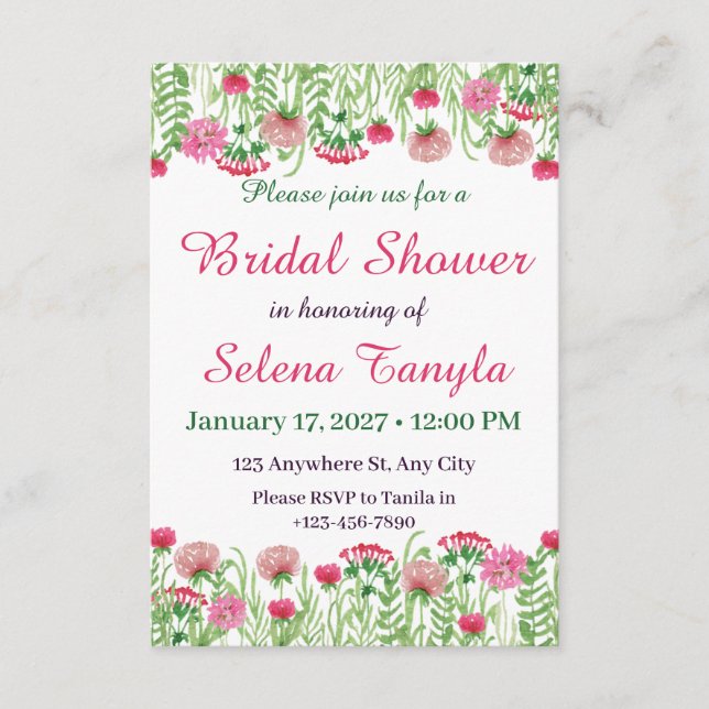  Flower Bridal Shower Invitation Card Inbjudningar (Framsida)