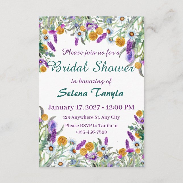   Flower Bridal Shower Invitation Card Inbjudningar (Framsida)