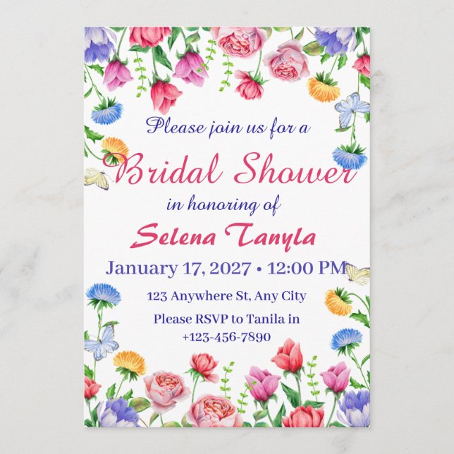 Flower Bridal Shower Invitation Card Inbjudningar (Framsida)