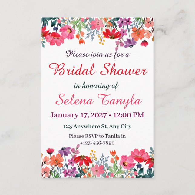  Flower Bridal Shower Invitation Card Inbjudningar (Framsida)