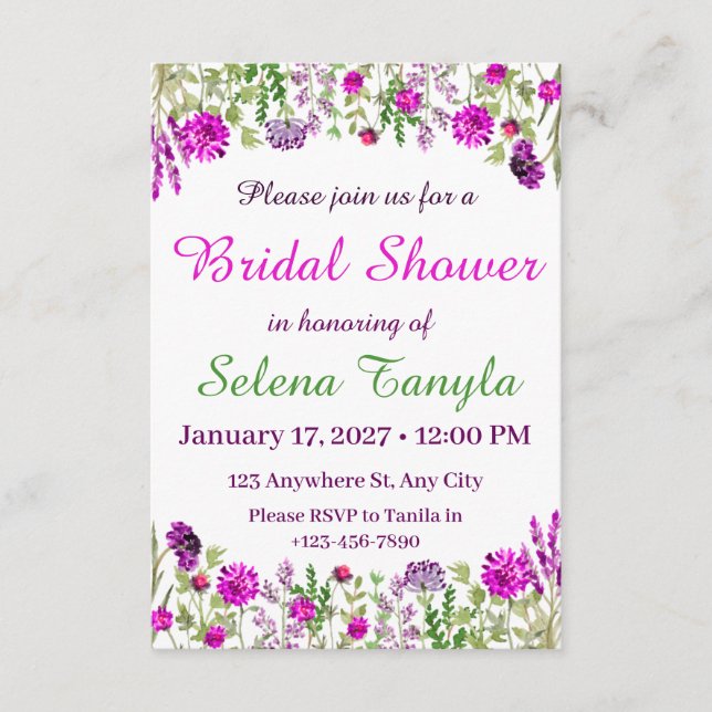  Flower Bridal Shower Invitation Card Inbjudningar (Framsida)