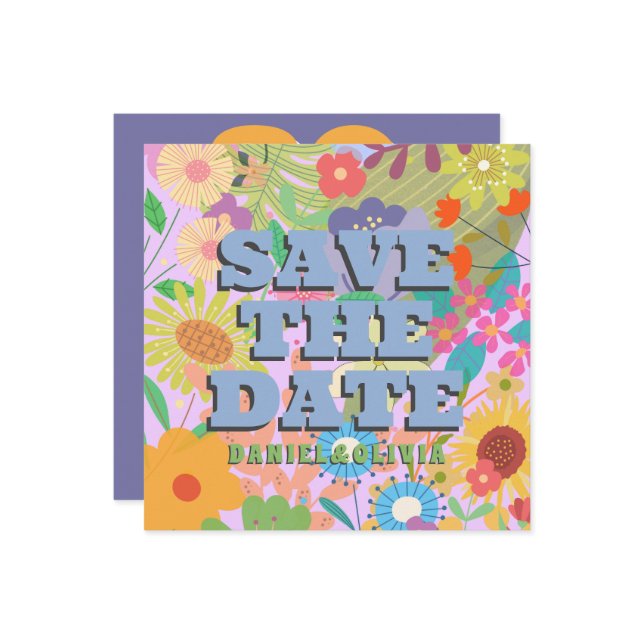 Flower Bröllop Spara Datumet (Fram/Back In Situ)